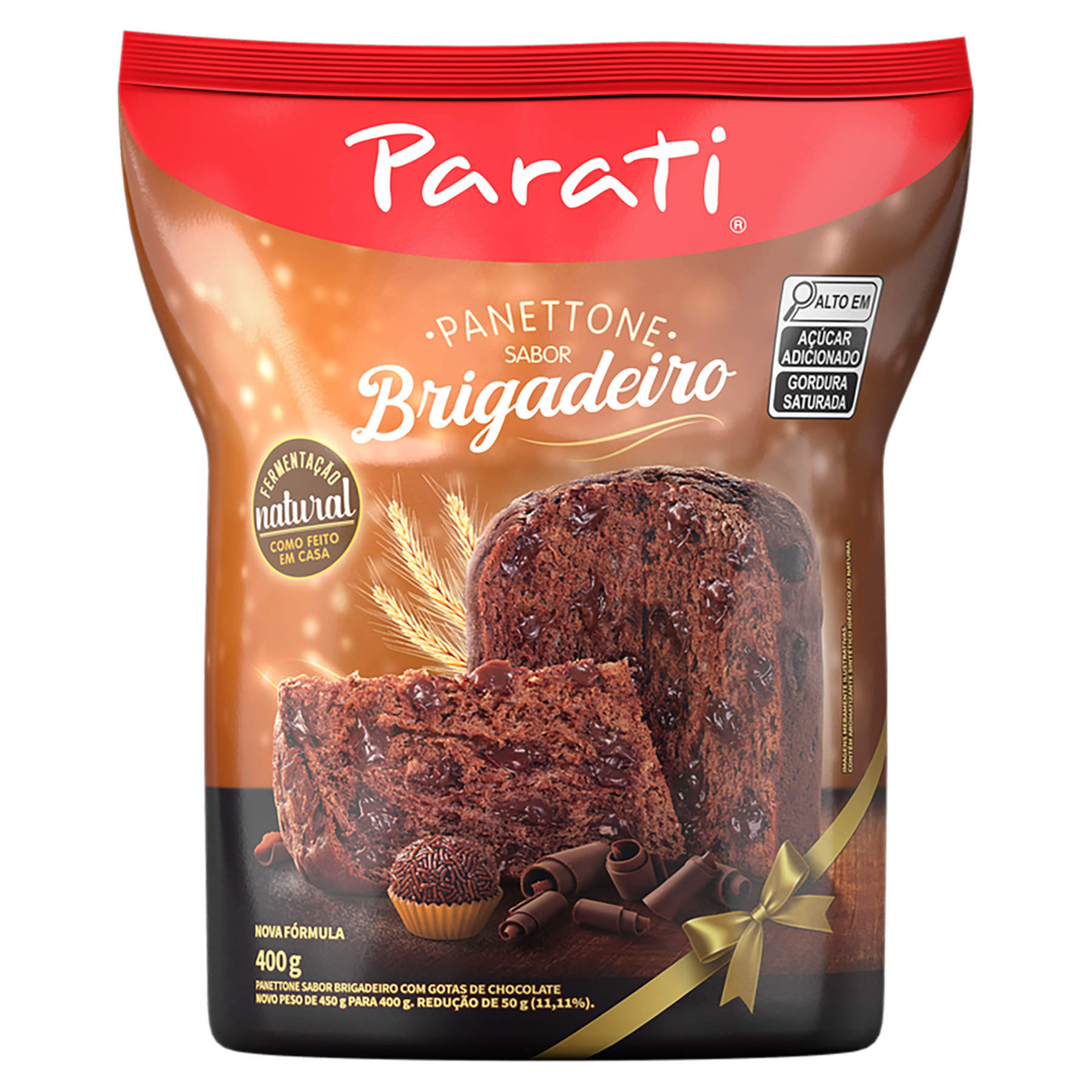 Panettone Brigadeiro com Gotas de Chocolate Parati Pacote 400g