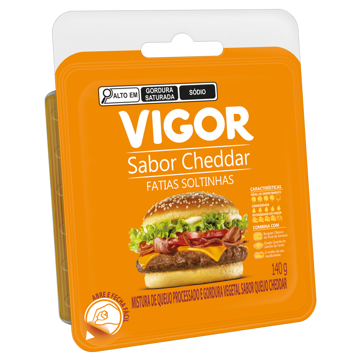 Queijo Cheddar Fatiado Vigor 140g