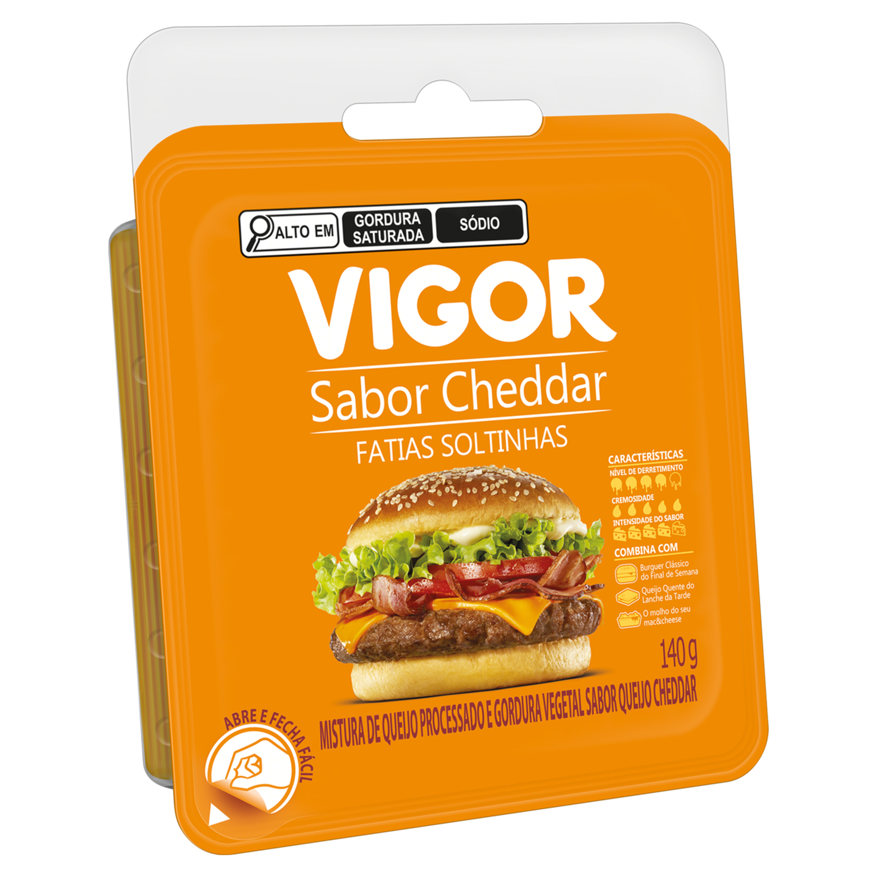 Queijo Cheddar Fatiado Vigor 140g