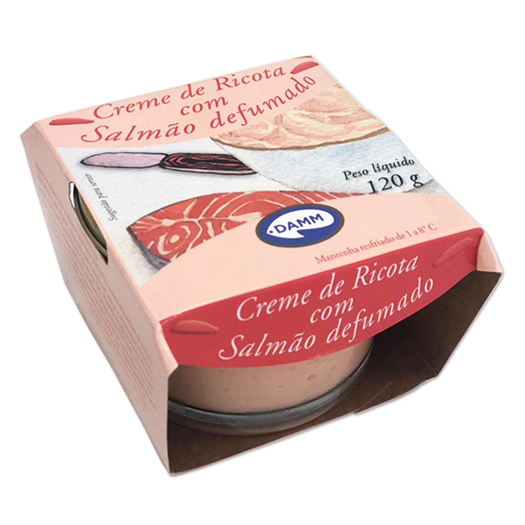 Creme de Ricota com Salm&atilde;o Defumado Damm Vidro 120g