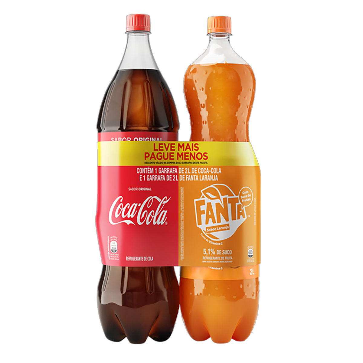 Refrigerante Coca-Cola 2l + Laranja Fanta 2l - Embalagem Leve Mais Pague Menos&nbsp;&nbsp;