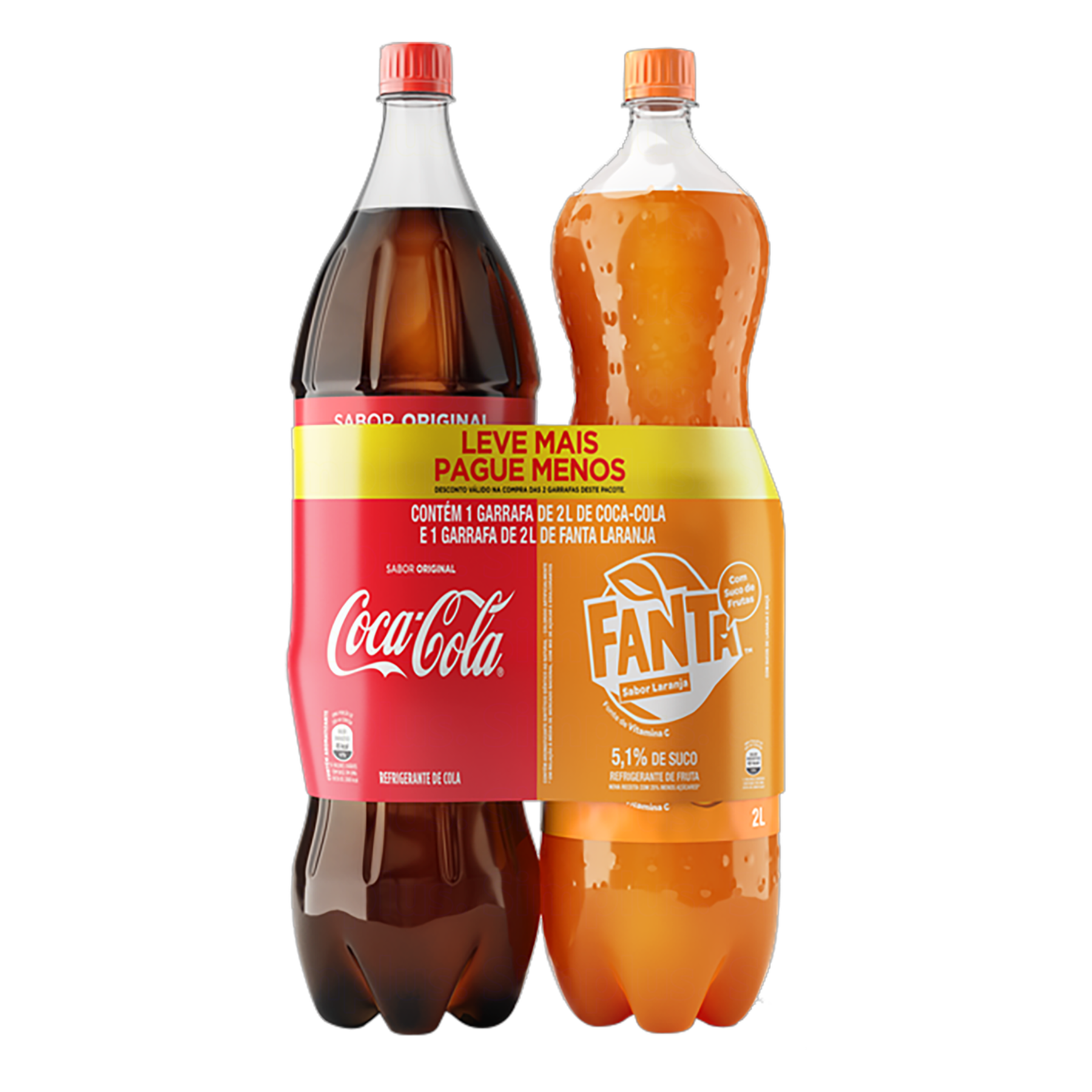 Refrigerante Coca-Cola 2l + Laranja Fanta 2l - Embalagem Leve Mais Pague Menos  