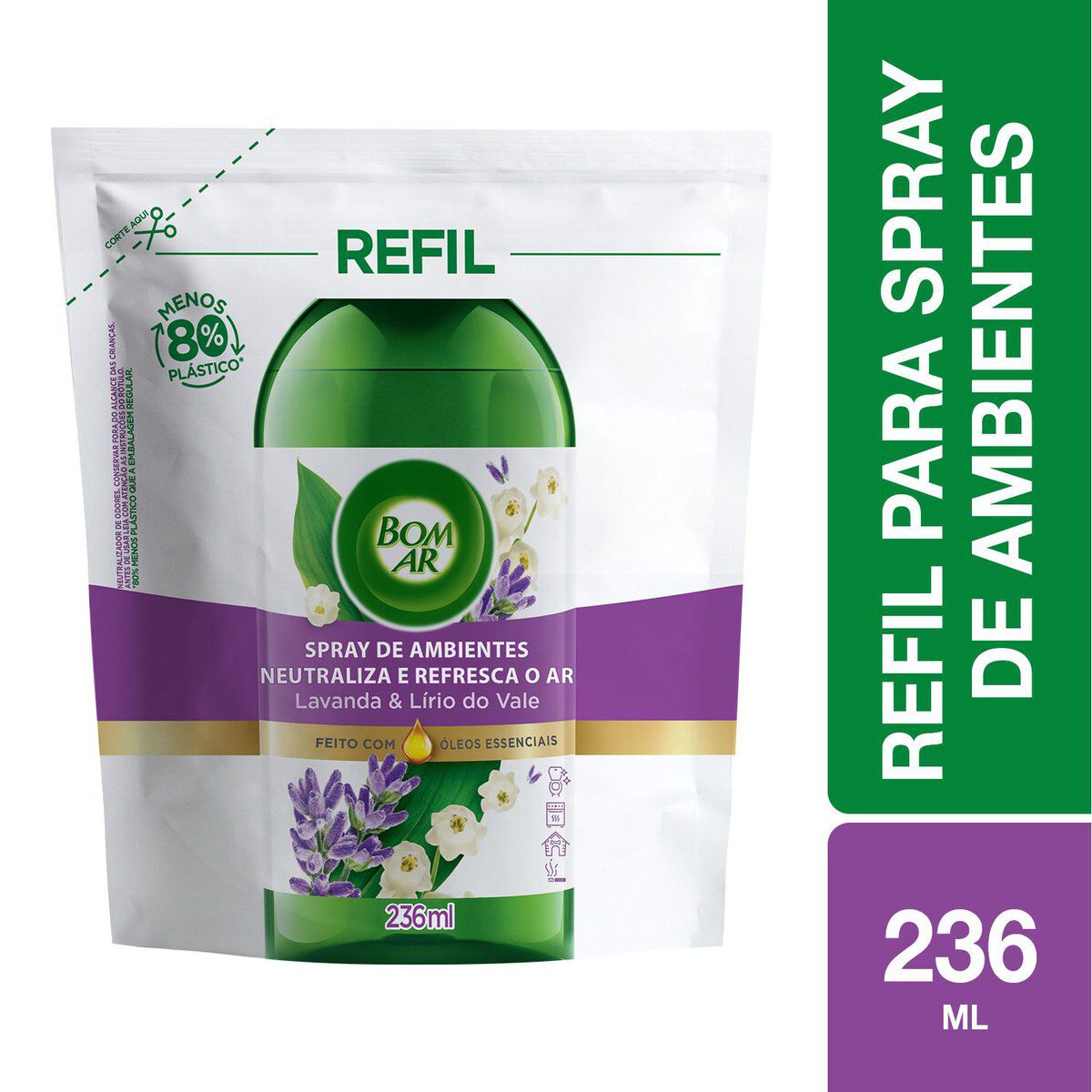 Neutralizador de Odores Lavanda e L&iacute;rio do Vale Bom Ar Sach&ecirc; 236ml Refil
