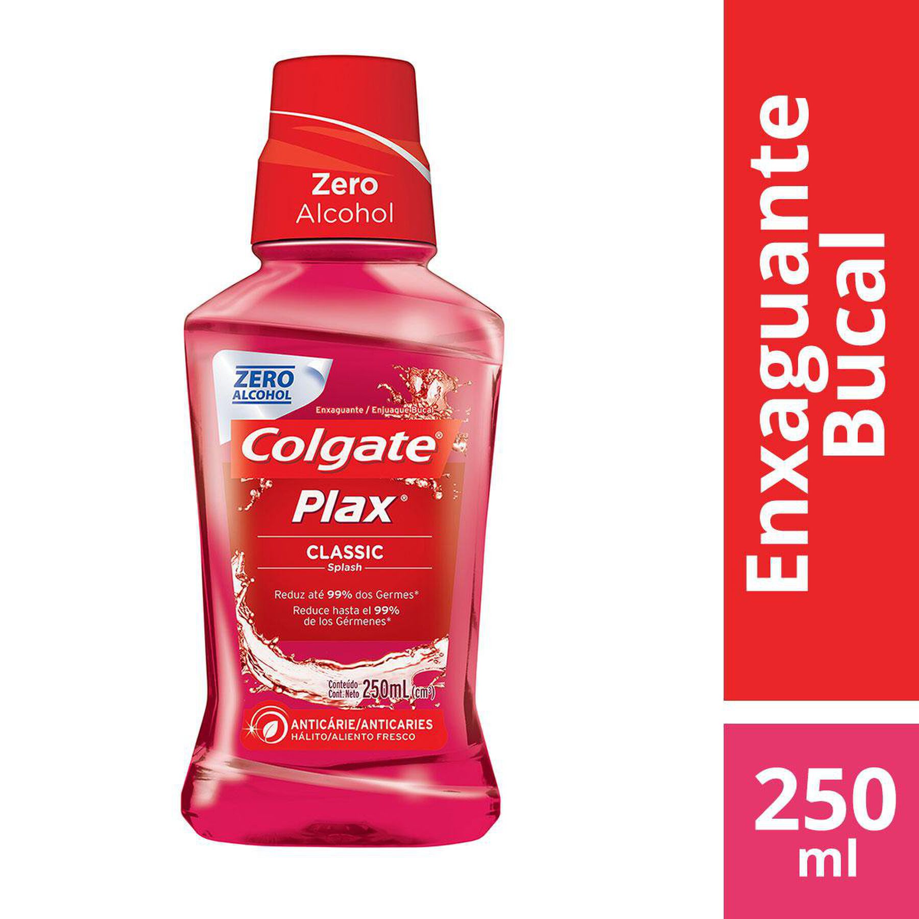 Enxaguante Bucal Antic&aacute;rie Classic Zero &Aacute;lcool Colgate Plax Frasco 250ml