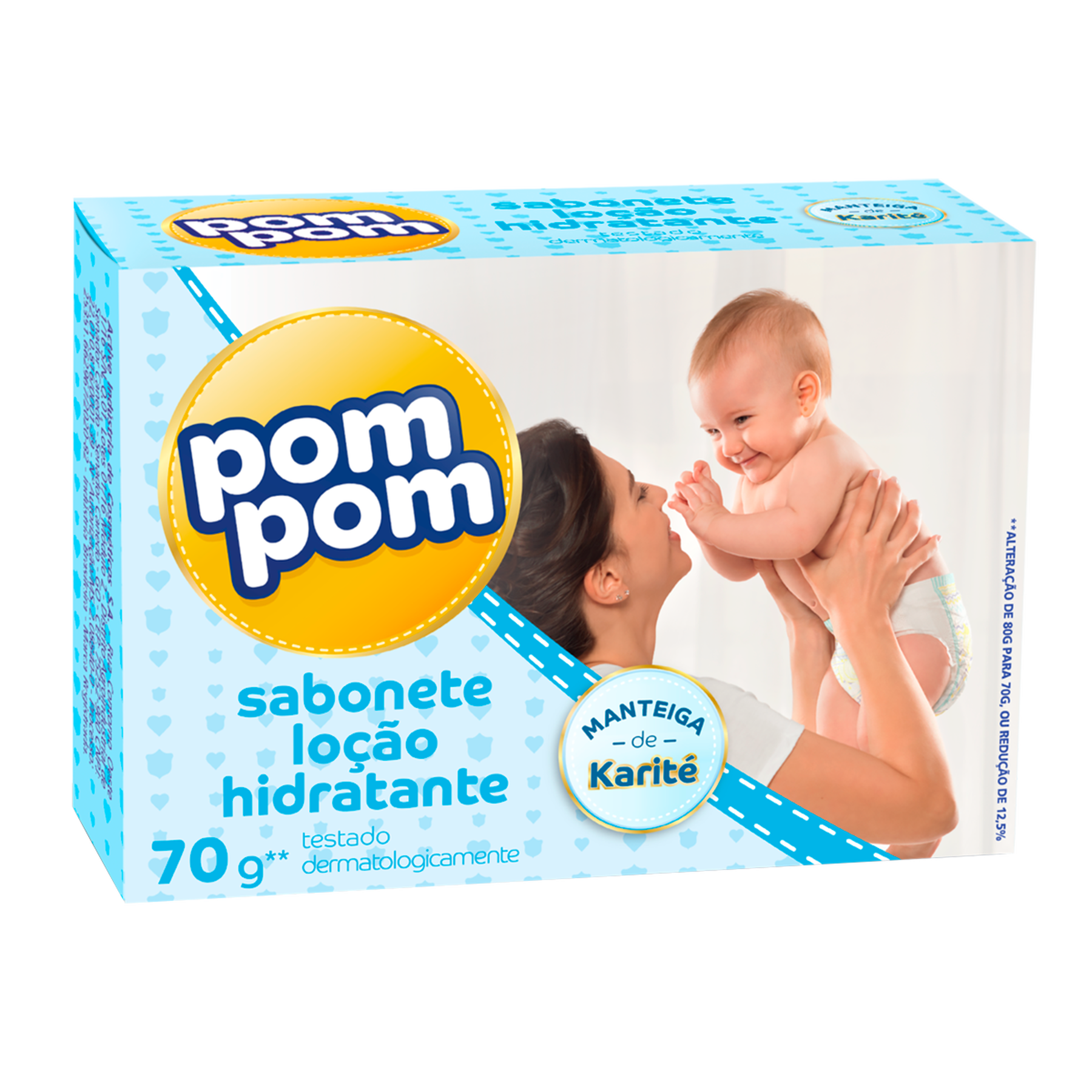 Sabonete Infantil em Barra Loção Hidratante Pom Pom Caixa 70g