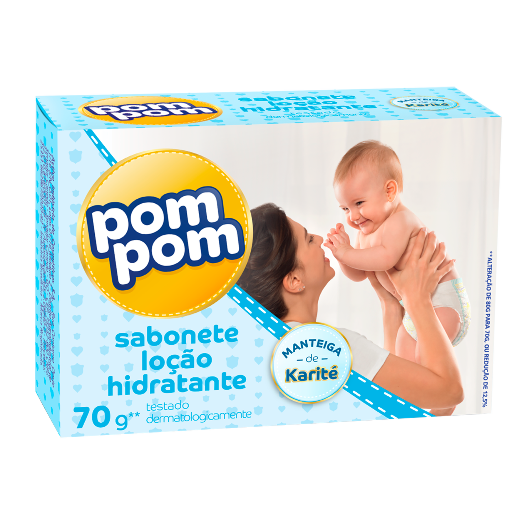 Sabonete Infantil em Barra Loção Hidratante Pom Pom Caixa 70g