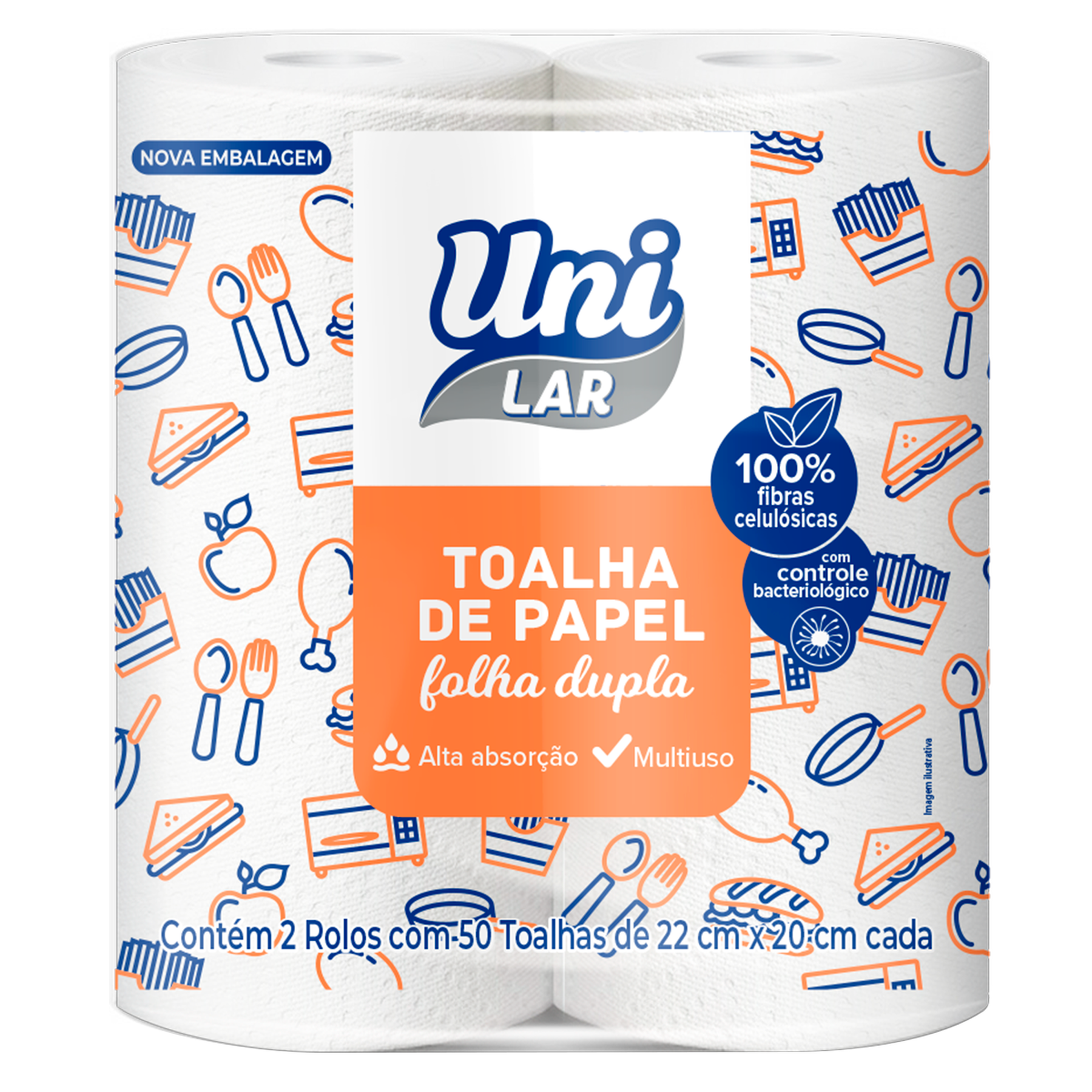 Toalha de Papel Folha Dupla Uni Lar C/2 Unidades