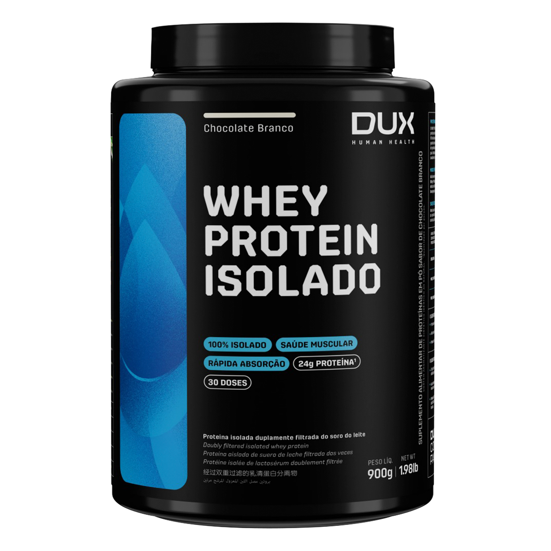 Whey Protein Isolado Chocolate Branco Dux Human Health Pote 900g