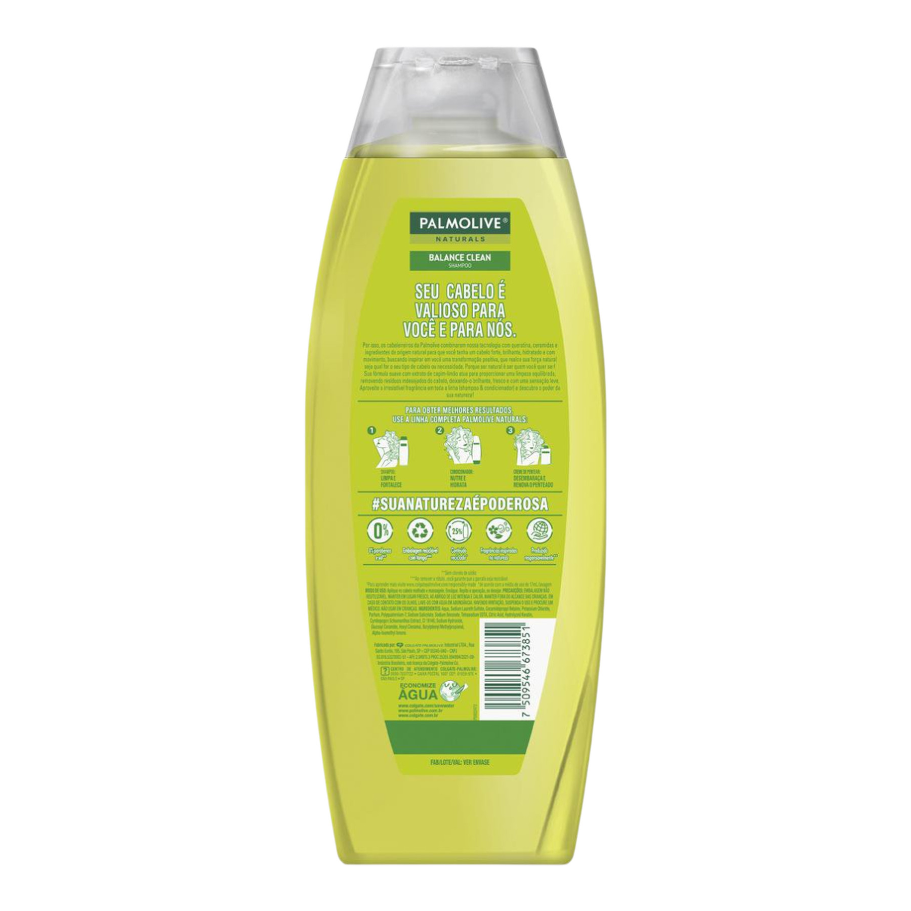Shampoo Neutro Capim-Lim&atilde;o Palmolive Naturals Limpeza Balanceada Frasco 650ml Tamanho Fam&iacute;lia