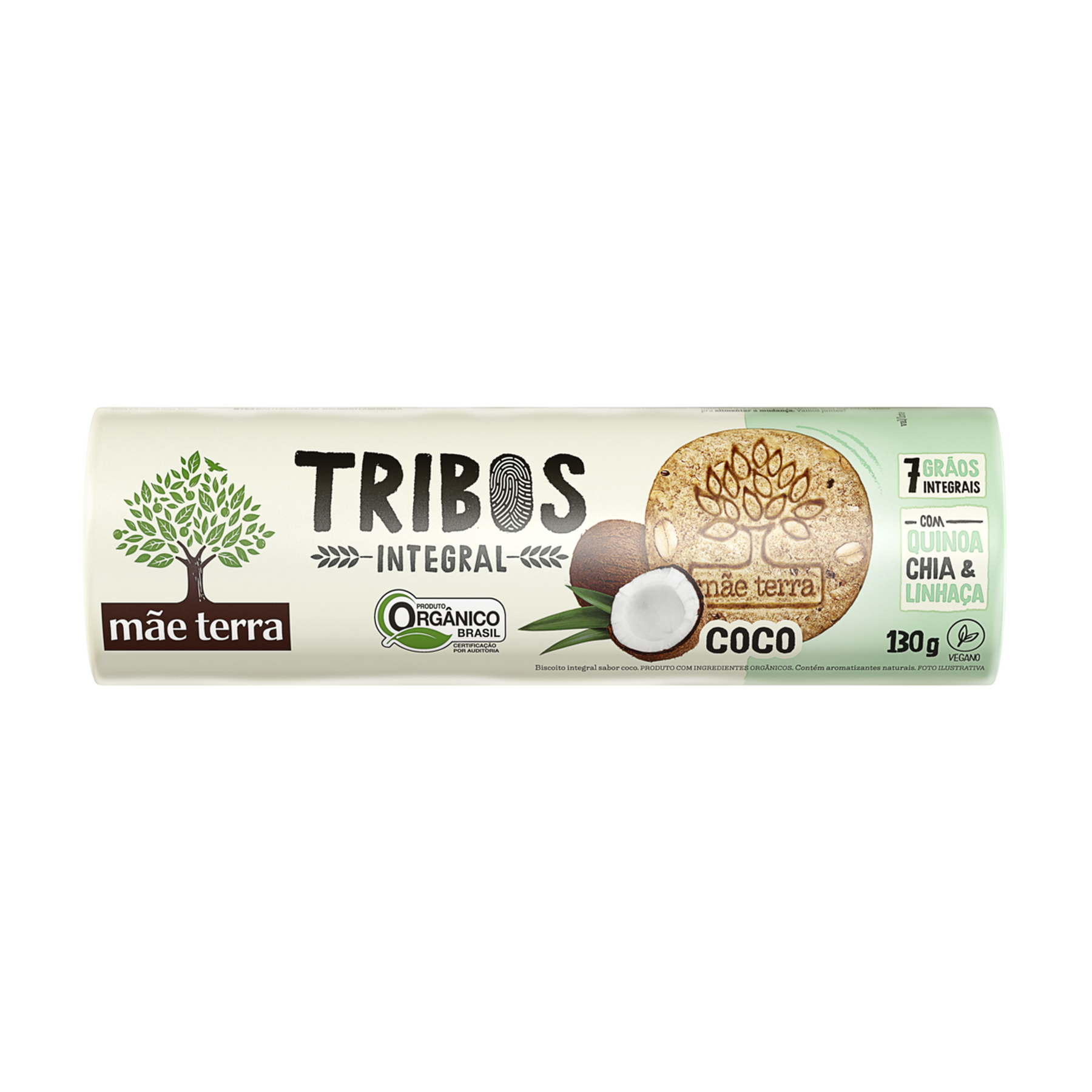 Biscoito Integral Orgânico Coco Tribos Mãe Terra Pacote 130g