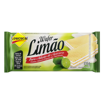 Biscoito Wafer Recheio Limão Zero Lactose Lowçucar Pacote 115g