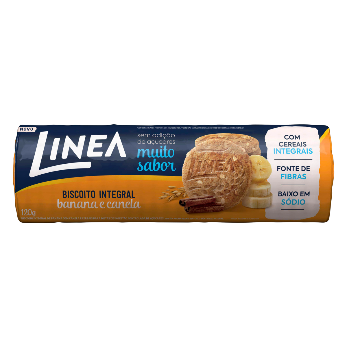 Biscoito Integral Banana e Canela Linea Pacote 120g