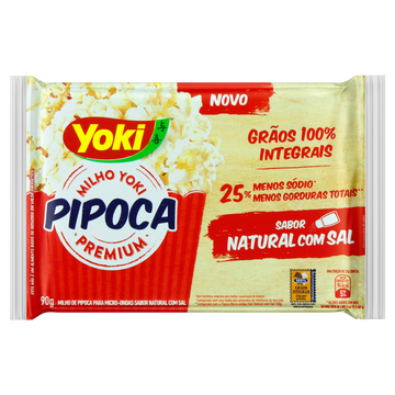 Pipoca para Micro-Ondas Natural com Sal Yoki Premium Pacote 90g