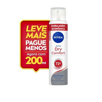Desodorante Aerossol Active Dry Comfort Nivea 200ml - Embalagem Econômica