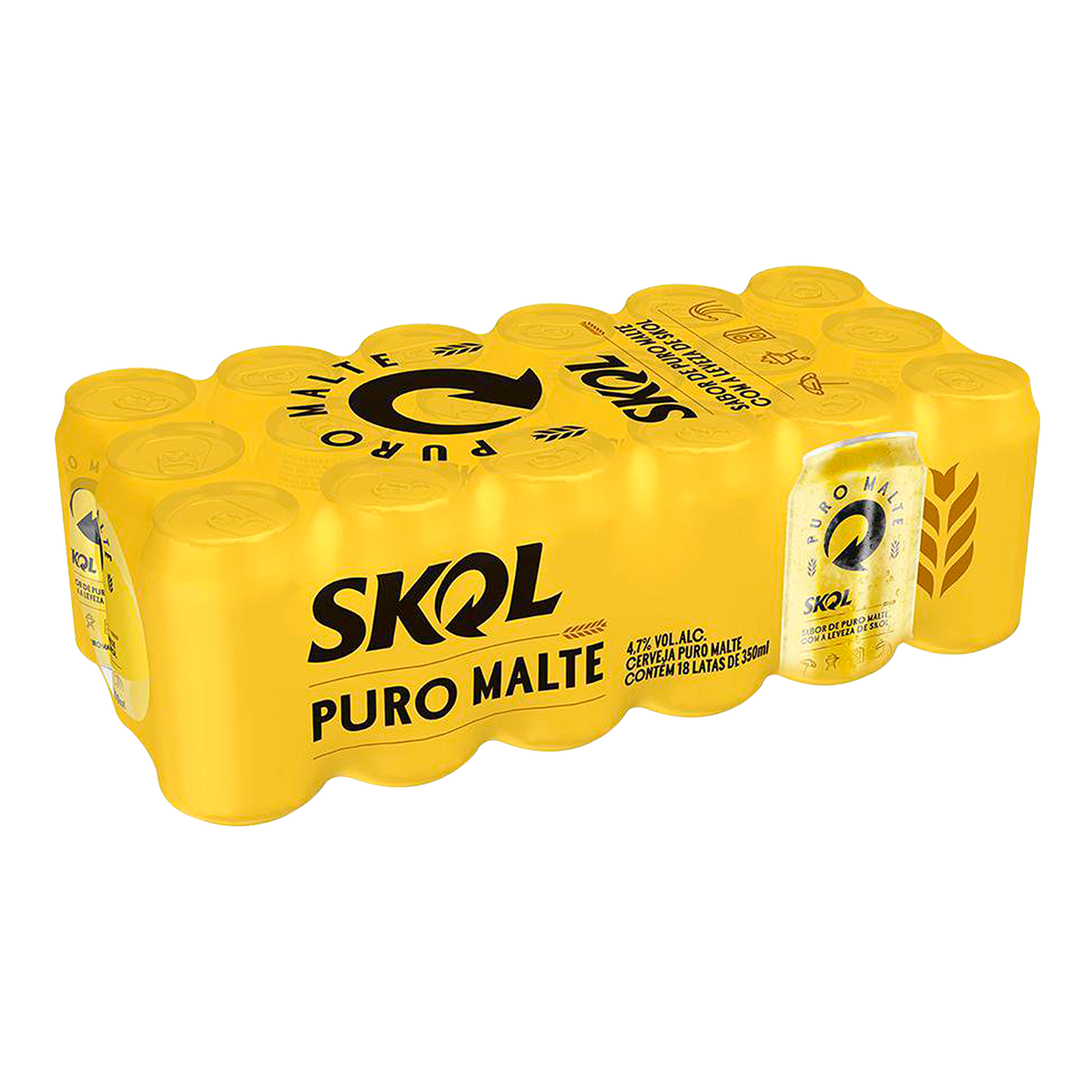 Cerveja Puro Malte Skol Lata 350ml - Pack C/18 Unidades