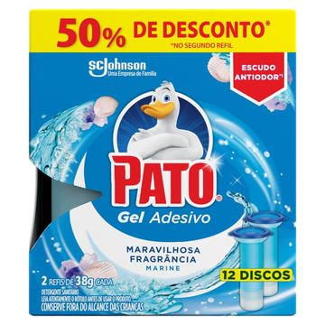 Detergente Sanitário Gel Adesivo Marine Pato C/2 Unidades 38g Cada - Embalagem Grátis 50% de Desconto no Segundo Refil
