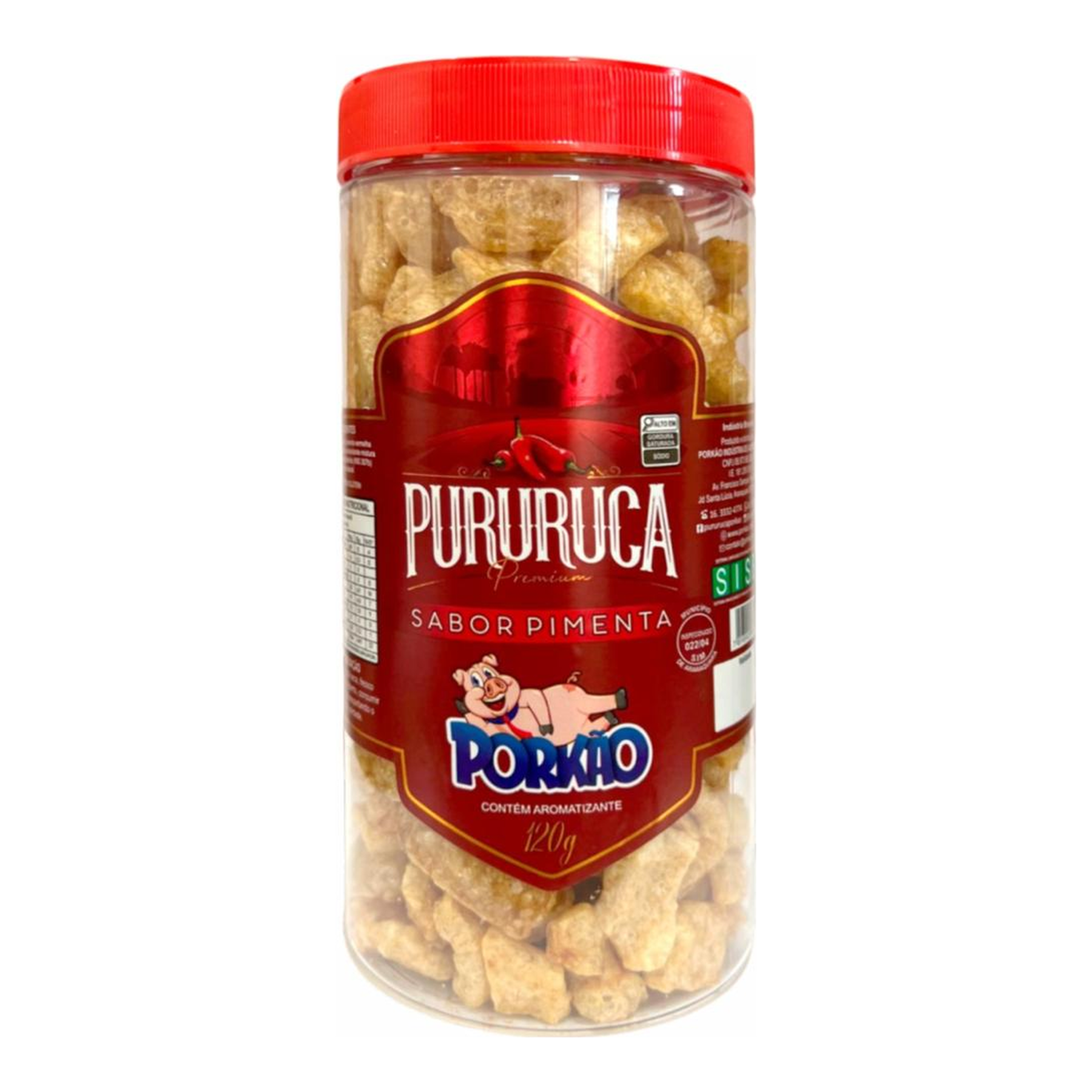 Pururuca Sabor Pimenta Pork&atilde;o Pote 120g