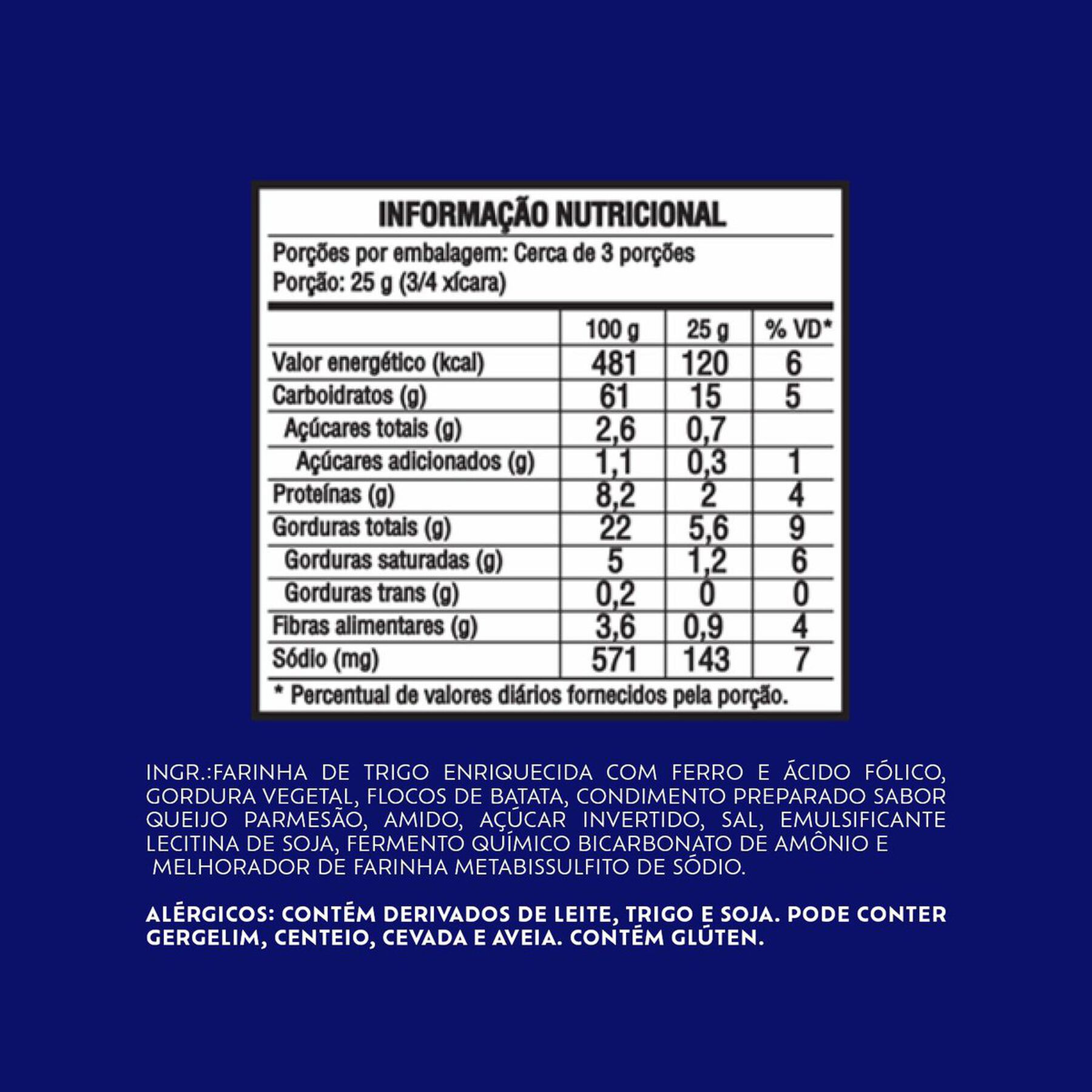 Snack Assado Crocante Queijo Parmes&atilde;o Club Social Pacote 68g