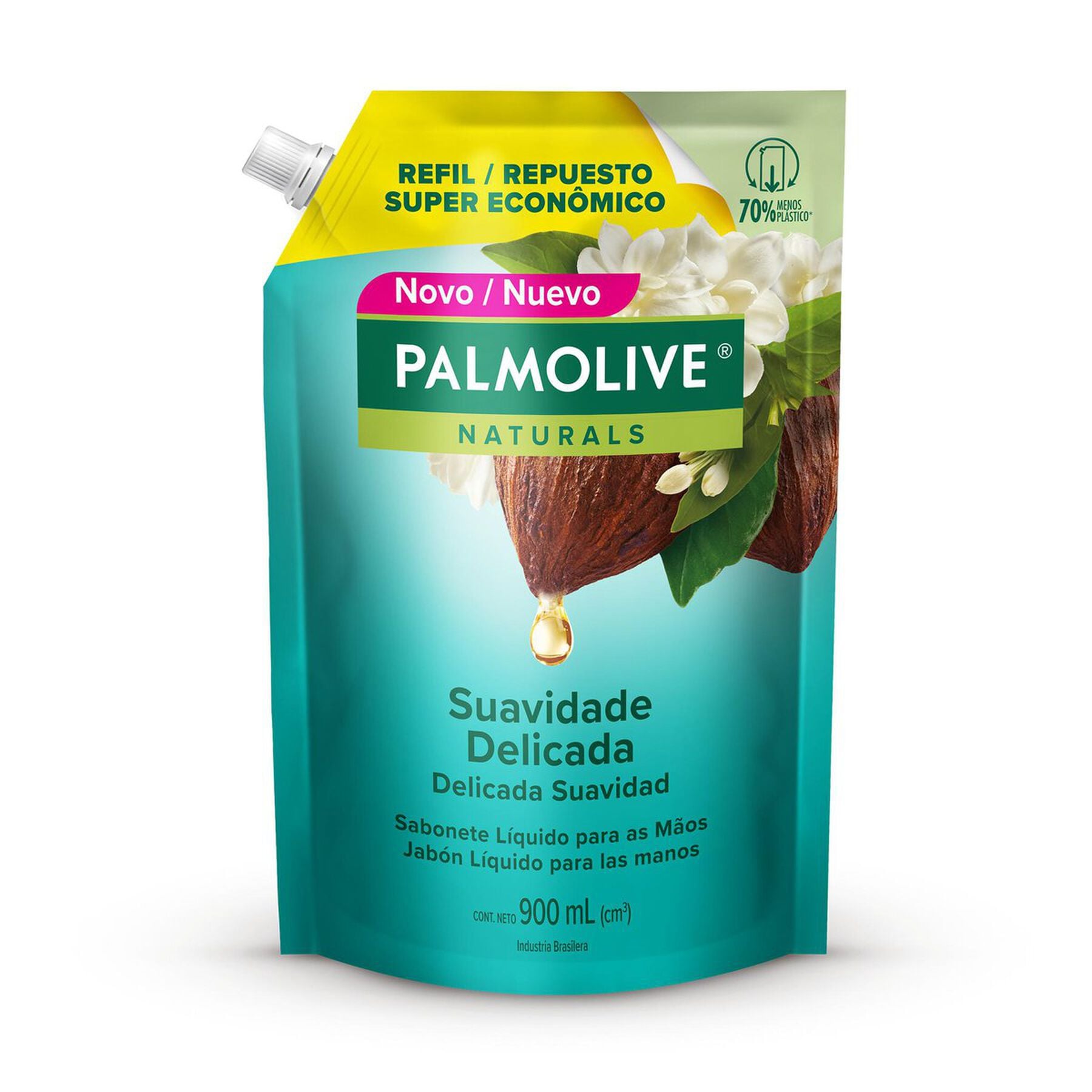 Sabonete L&iacute;quido para as M&atilde;os Suavidade Delicada Palmolive Naturals Sach&ecirc; 900ml Refil - Embalagem Refil Super Econ&ocirc;mico