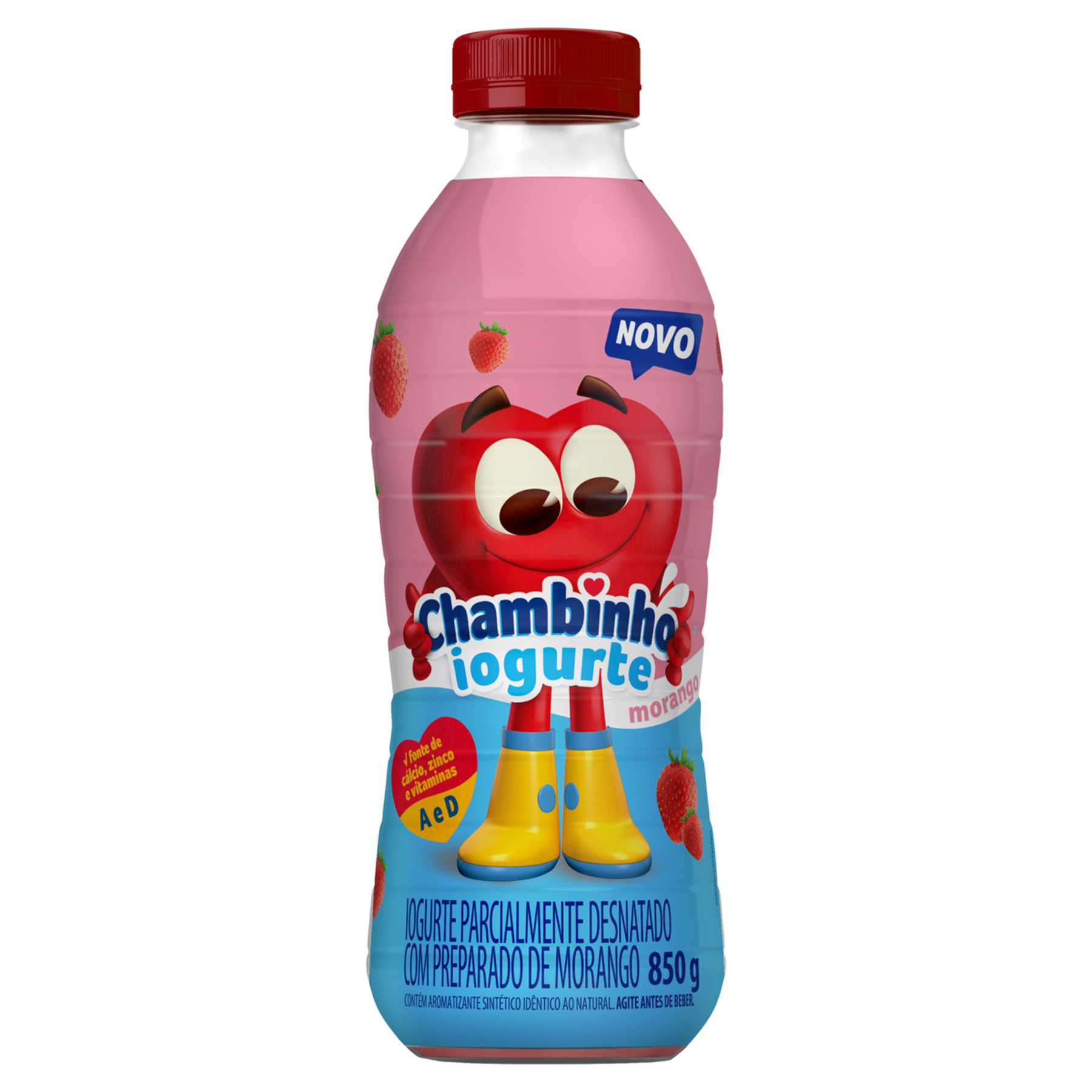 Iogurte Parcialmente Desnatado Morango Nestl&eacute; Chambinho Garrafa 850g