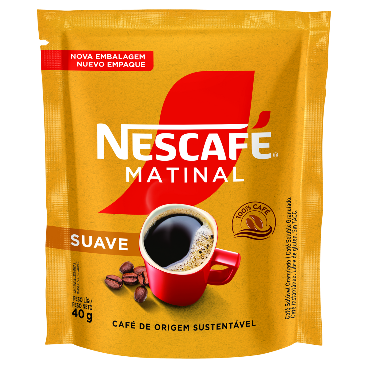 Caf&eacute; Sol&uacute;vel Suave Matinal Nescaf&eacute; Sach&ecirc; 40g