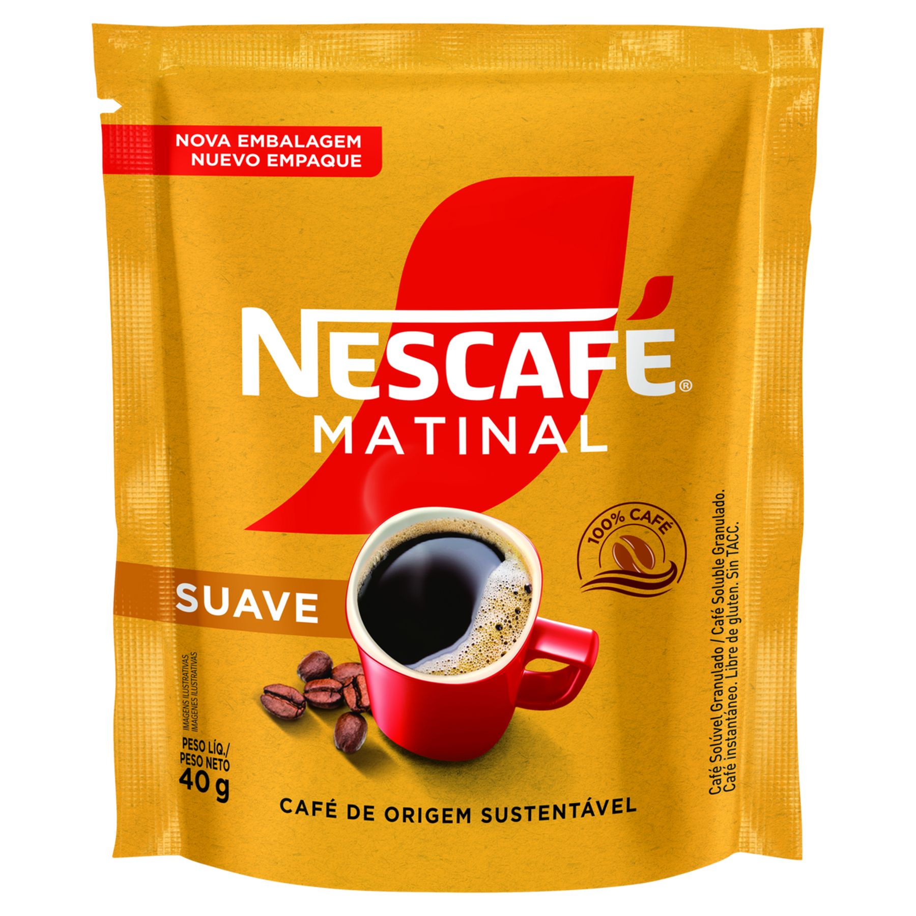 Café Solúvel Suave Matinal Nescafé Sachê 40g