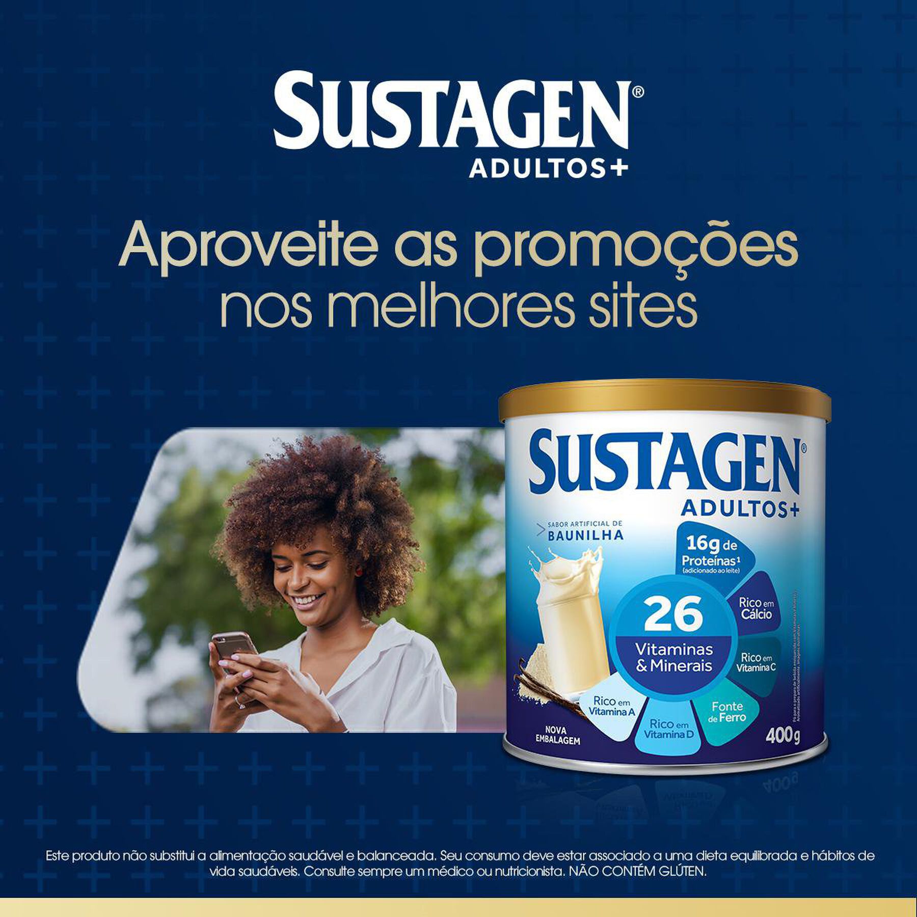 Complemento Alimentar Baunilha Sustagen Adultos+ Lata 400g