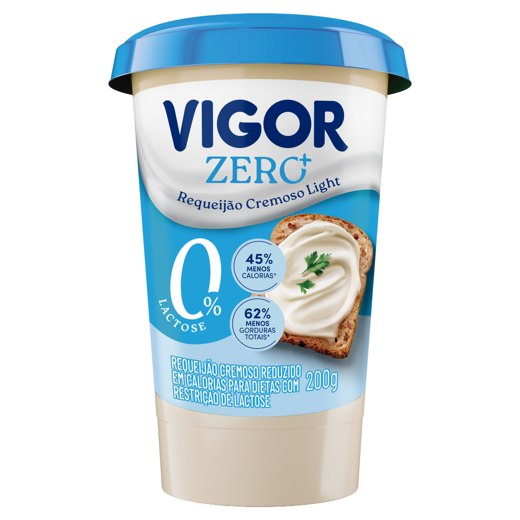 Requeij&atilde;o Cremoso Light Zero+ Vigor Copo 200g