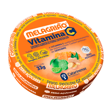 Vitamina C Gengibre, Mel e Limão Melagrião Lata 33g C/20 Unidades