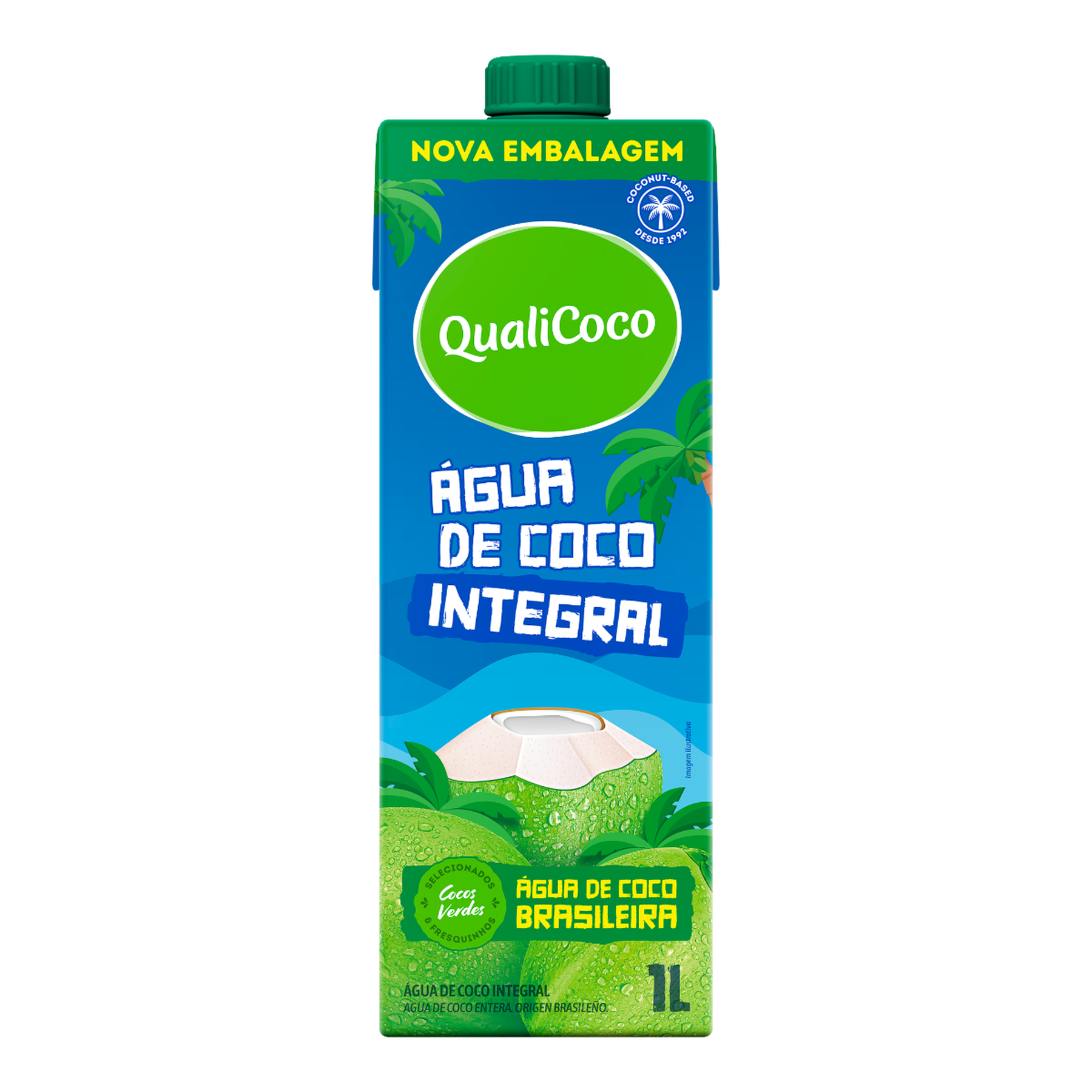 &Aacute;gua de Coco Integral QualiCoco Caixa com Tampa 1l