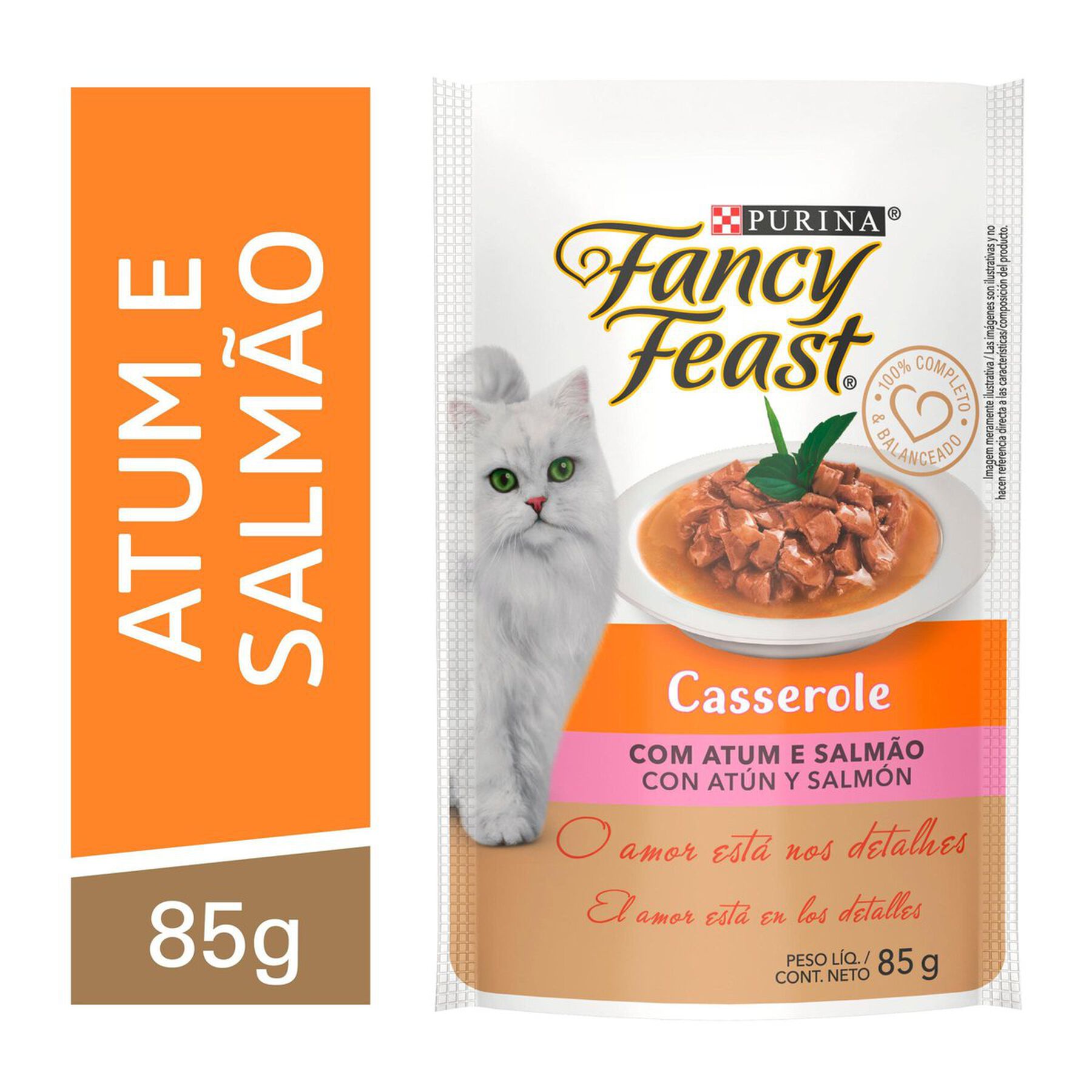 Alimento para Gatos Adultos Casserole com Atum e Salmão Fancy Feast Purina Sachê 85g
