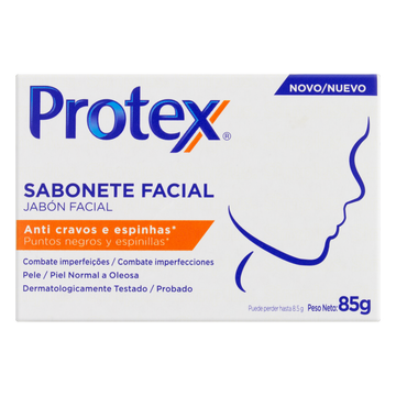 Sabonete Facial em Barra Anti Cravos e Espinhas Protex Caixa 85g