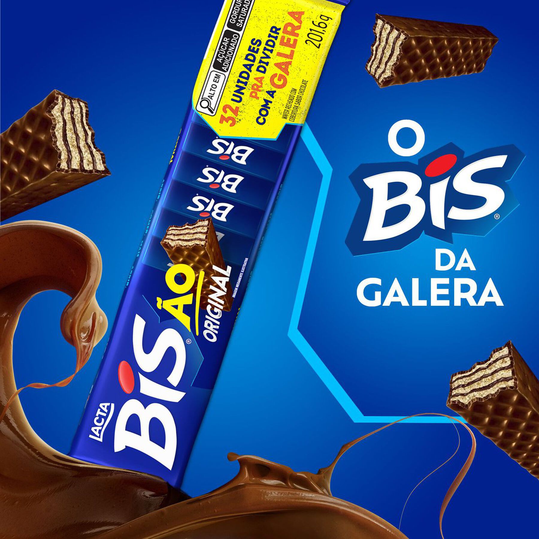 Wafer Cobertura Chocolate Bis&atilde;o Lacta Pacote 201,6g