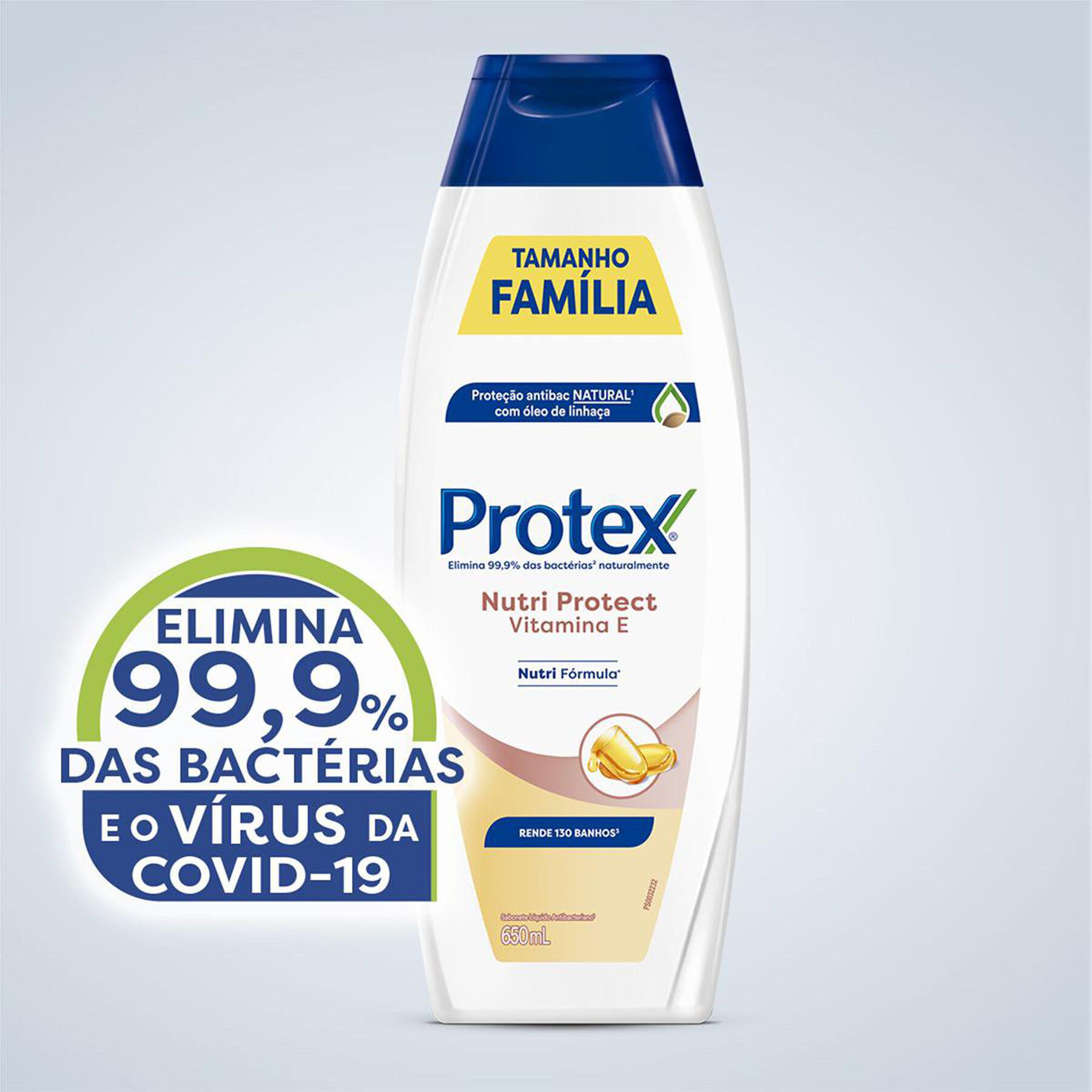 Sabonete Líquido Antibacteriano Nutri Protect Vitamina E Protex Frasco 650ml - Embalagem Tamanho Família