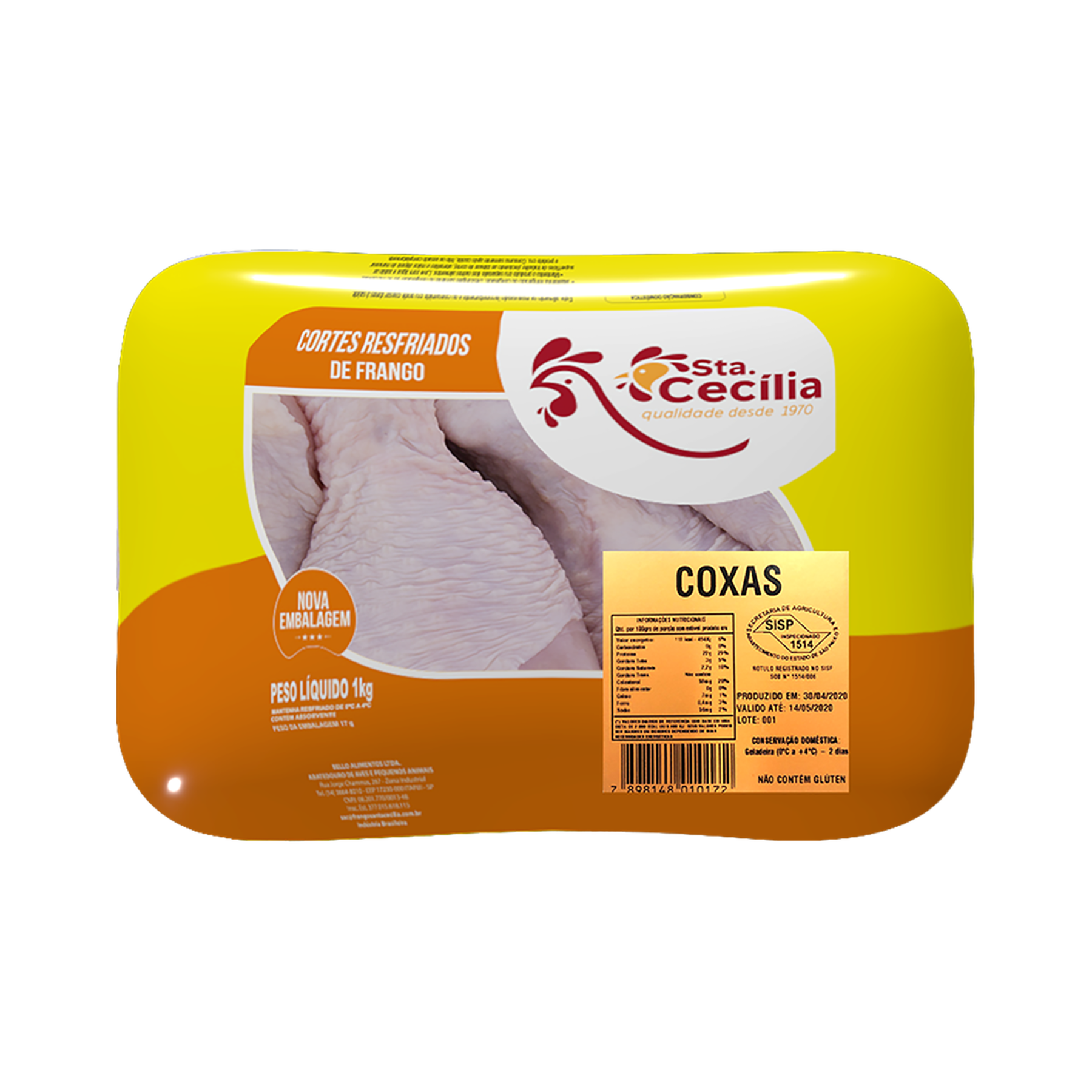 Coxa Sem Osso Frango Congelado Santa Cecilia 1kg