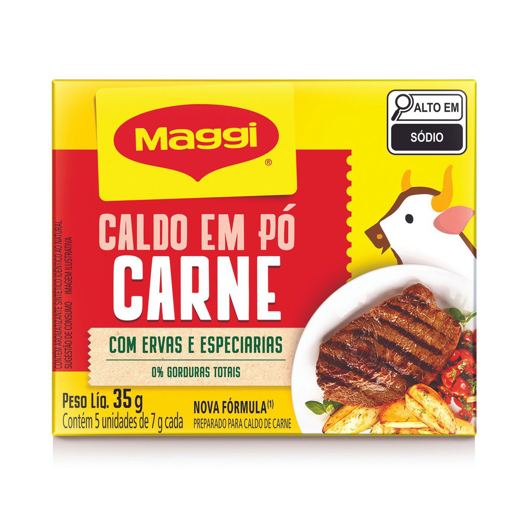 Caldo em P&oacute; Carne Maggi Caixa 35g 5 Unidades&nbsp;