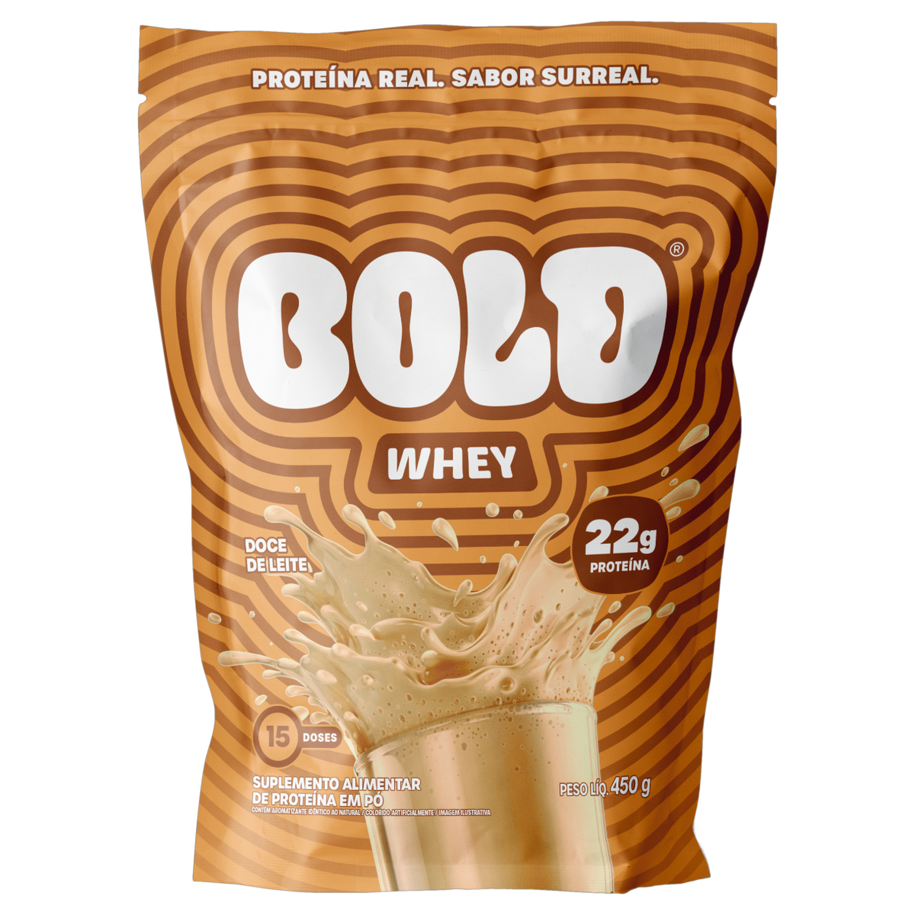 Suplemento em P&oacute; Prote&iacute;na 22g Doce de Leite Whey Bold Pacote 450g