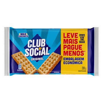 Pack Biscoito Original Club Social Pacote 288g 6 Unidades Embalagem Econômica Leve Mais Pague Menos