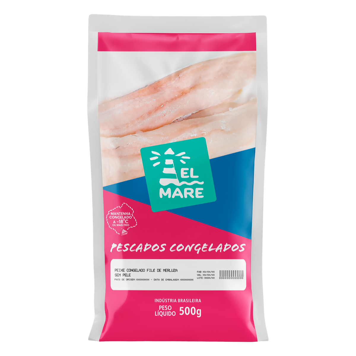 Fil&eacute; de Merluza sem Pele Congelado El Mare 500g