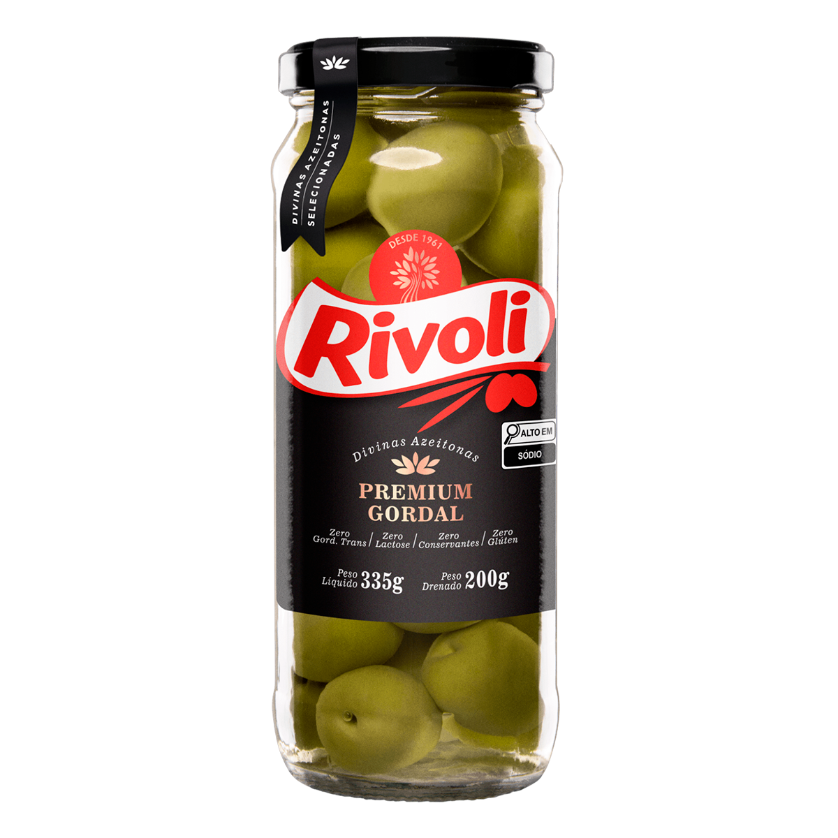 Azeitona Verde em Conserva Gordal Premium Rivoli Vidro 200g