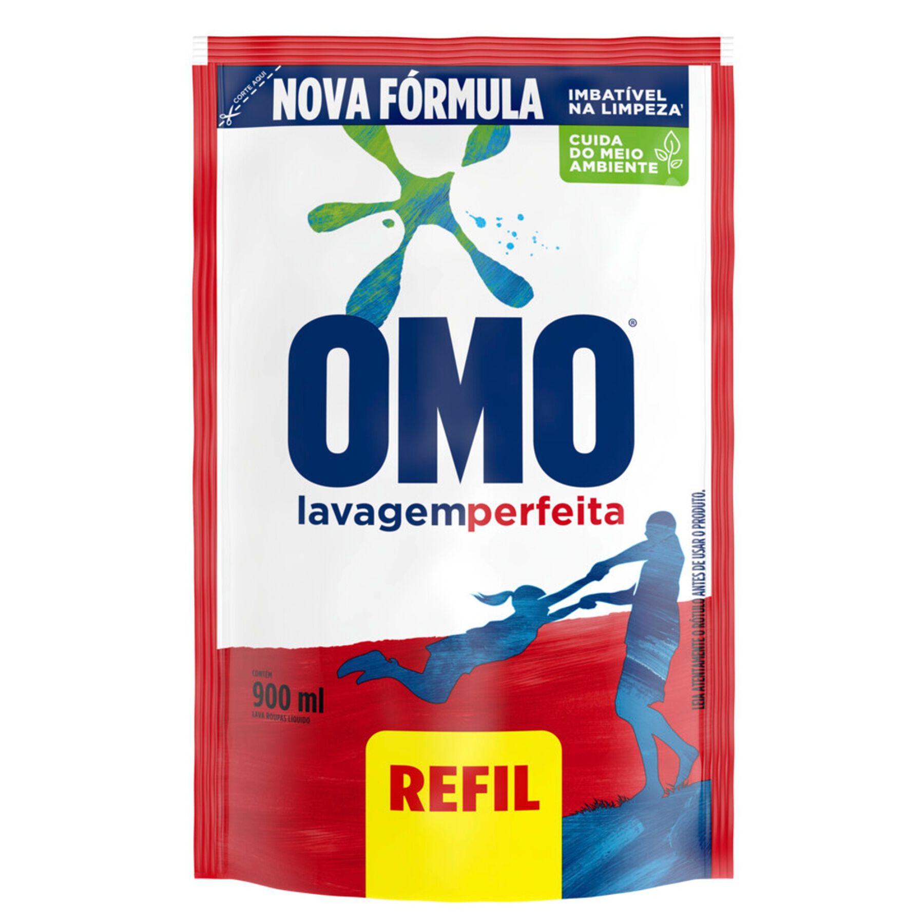 Sabão Líquido Omo Lavagem Perfeita Sachê 900ml Refil Econômico
