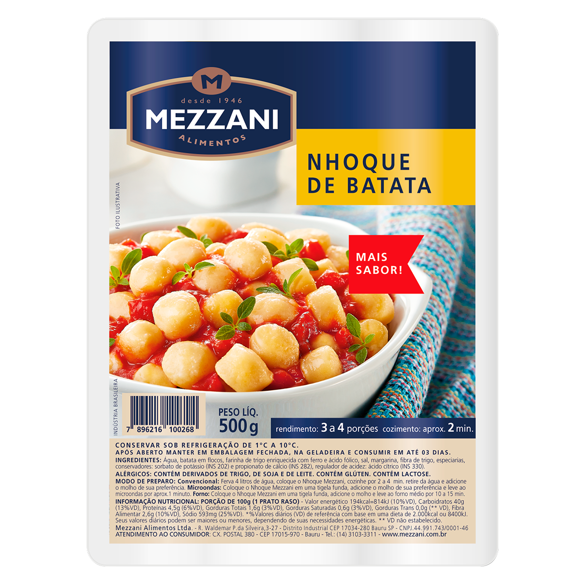 Nhoque Mezzani Pacote 500g&nbsp;