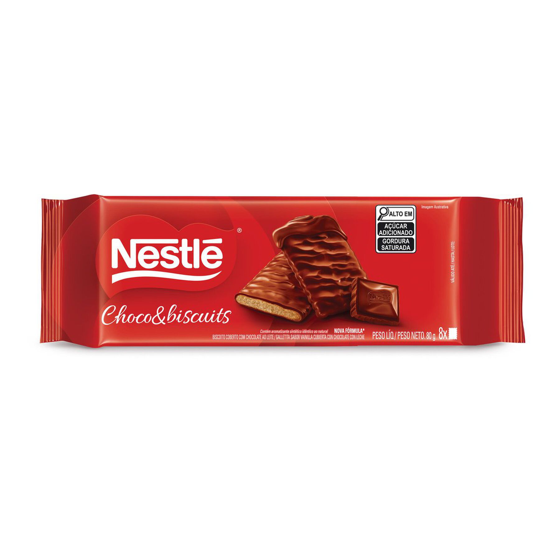 Biscoito Cobertura Chocolate ao Leite Nestlé Chocobiscuits Pacote 80g