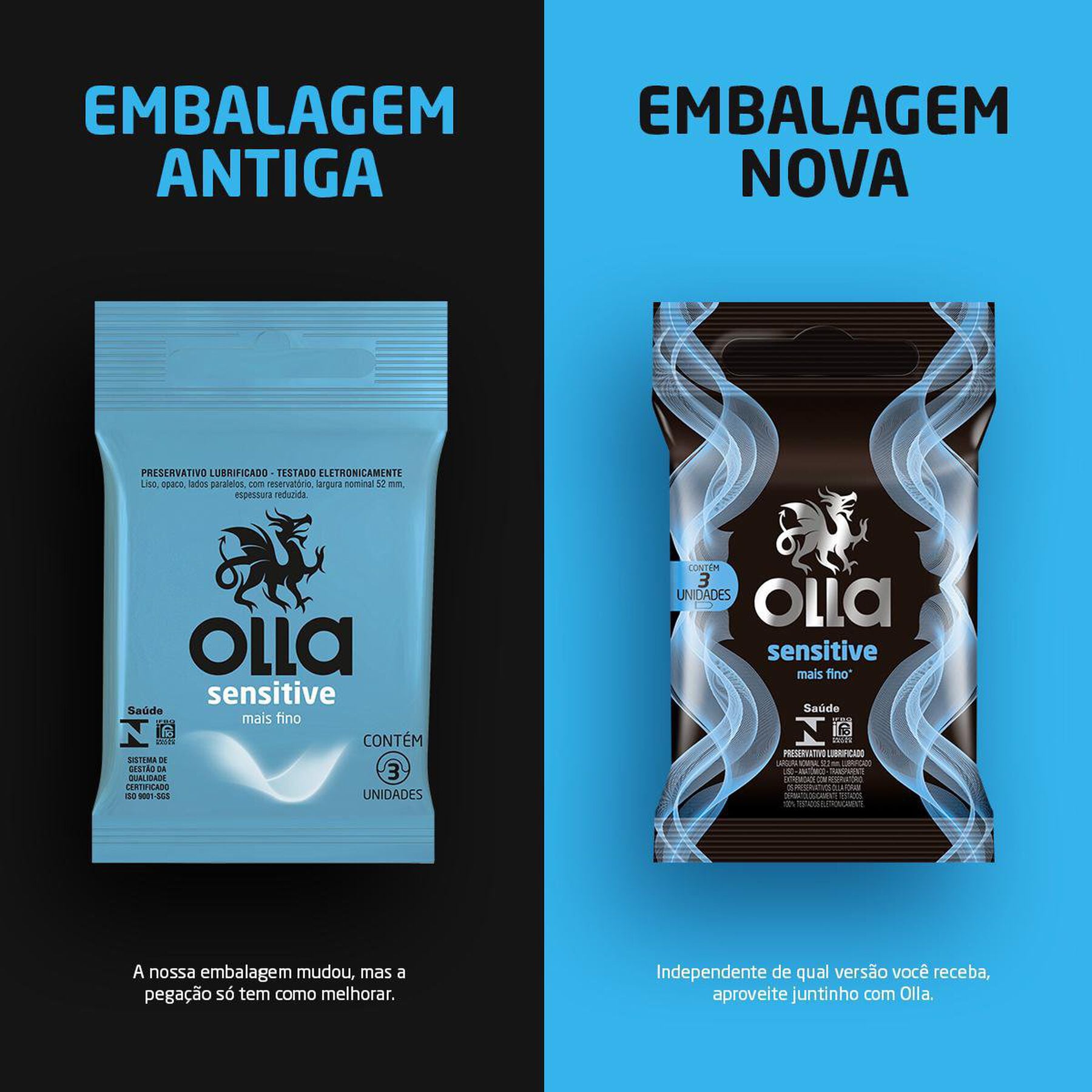 Preservativo Lubrificado Olla Sensitive Com 3