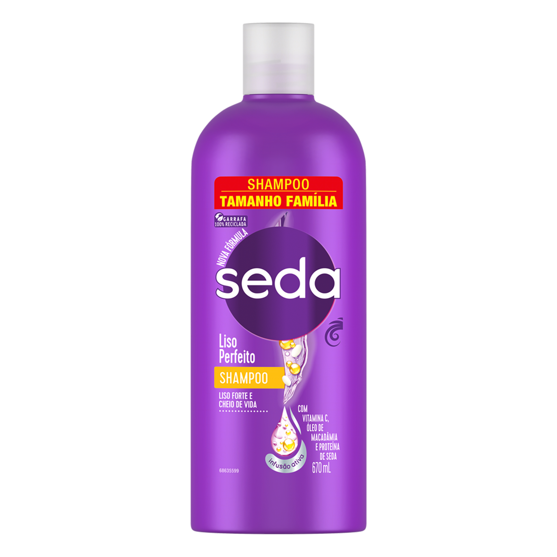 Shampoo Liso Perfeito Seda Frasco 670ml - Embalagem Tamanho Família