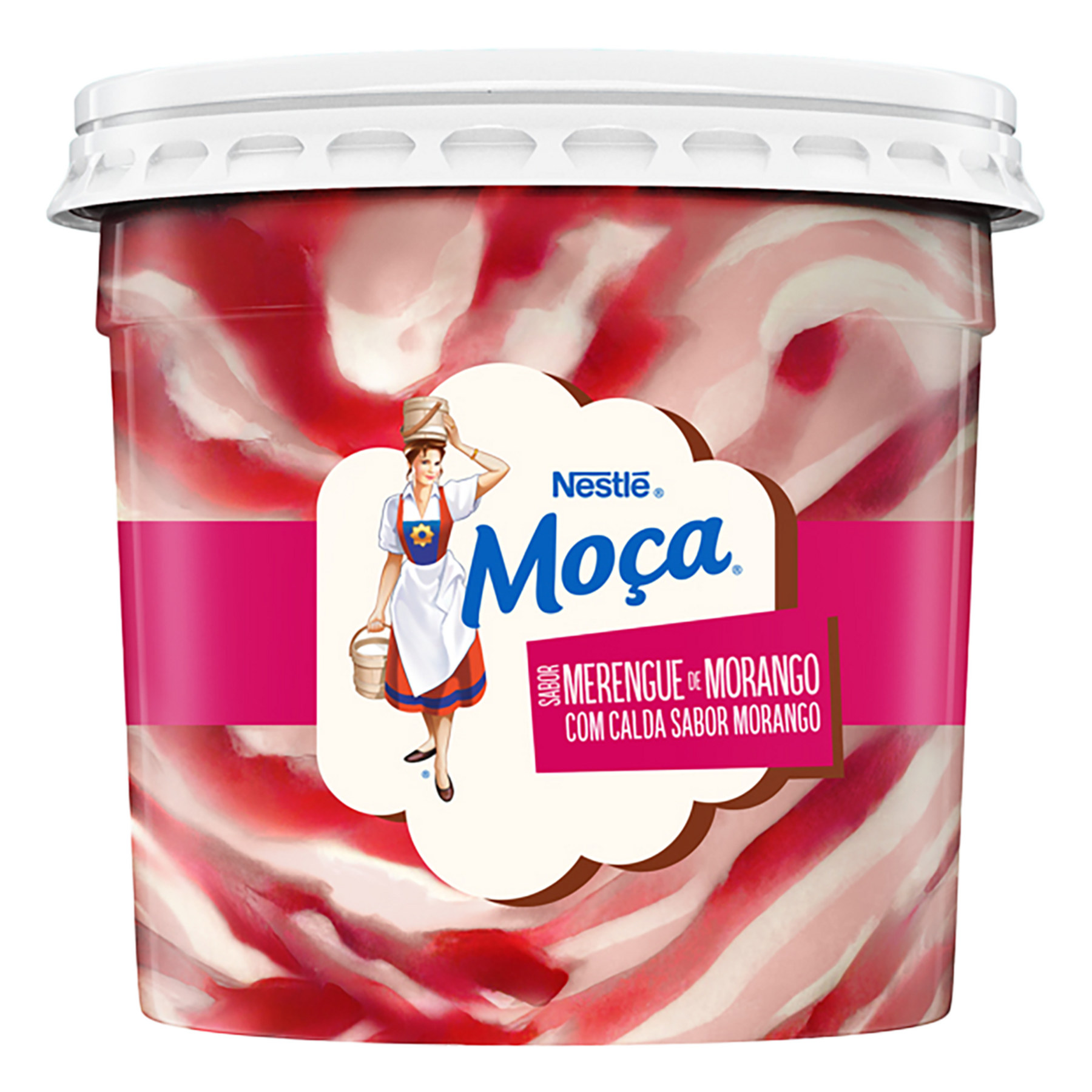 Sorvete Merengue de Morango Calda Morango Mo&ccedil;a Nestl&eacute; Pote 1,5l
