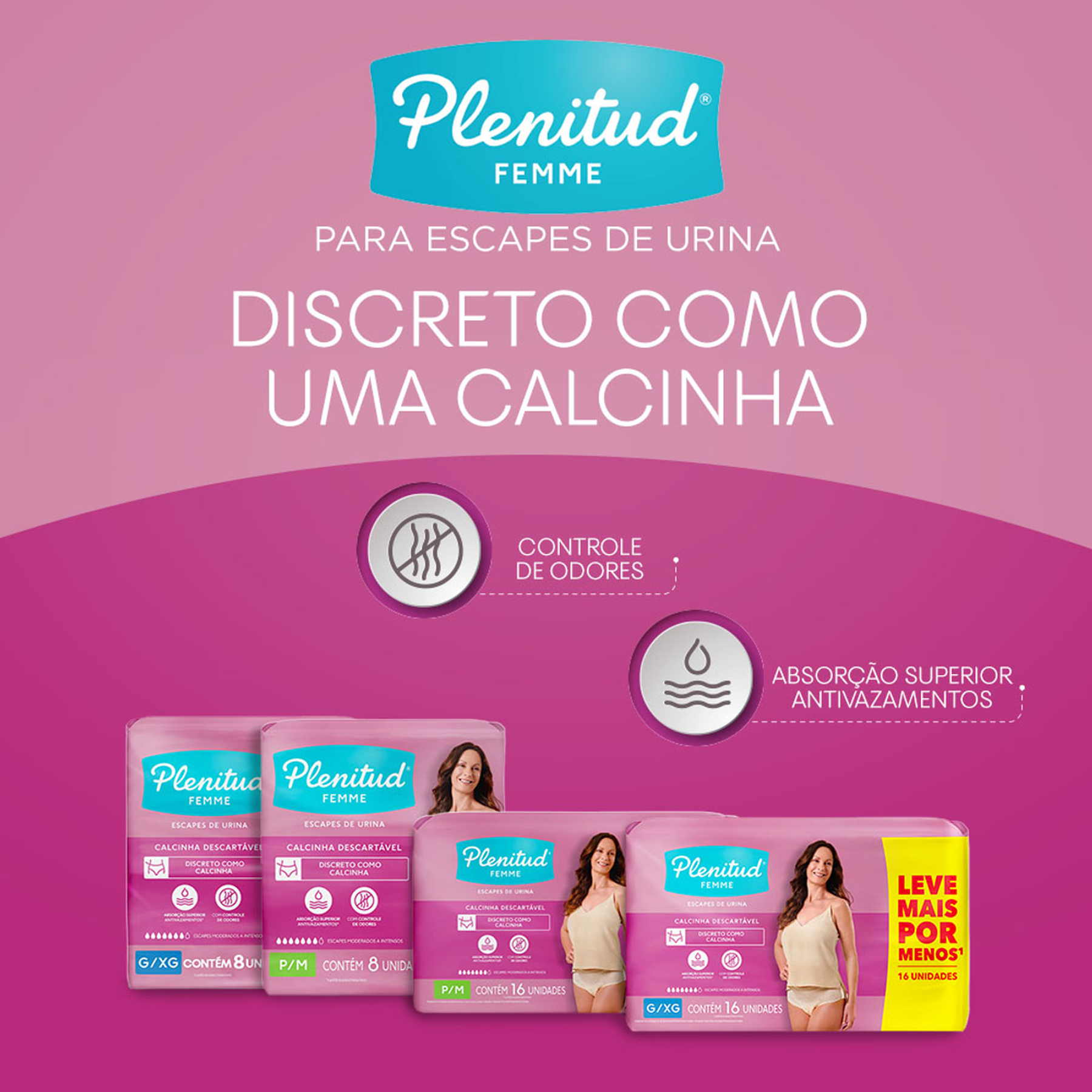 Roupa Íntima Descartável Plenitud Femme P/M Pacote 8 Unidades