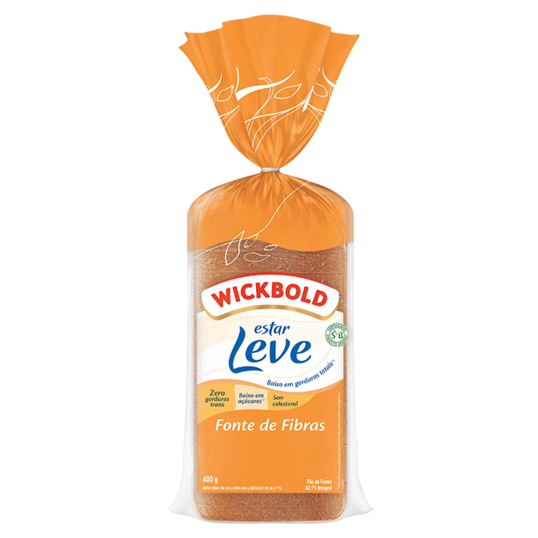 P&atilde;o de Forma Integral Vegano Wickbold Estar Leve Pacote 400g