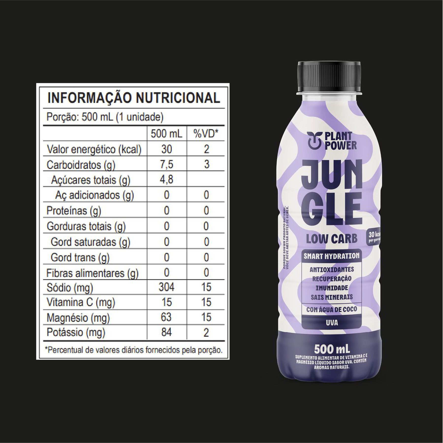 Suplemento Alimentar Uva Low Carb Jungle Plant Power Frasco 500ml