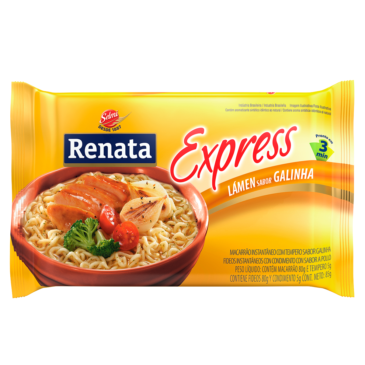 Macarr&atilde;o Instant&acirc;neo L&aacute;men Galinha Renata Express Pacote 85g&nbsp;